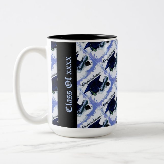 Classe de diplôme Casquette et diplôme Mug bleu (Gauche)