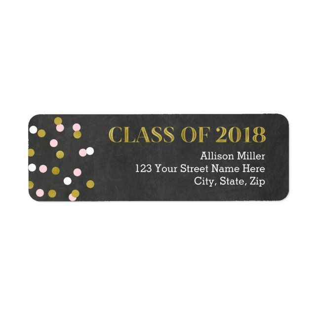 Classe de Étiquette de adresse rose or Chalkboard  (Devant)