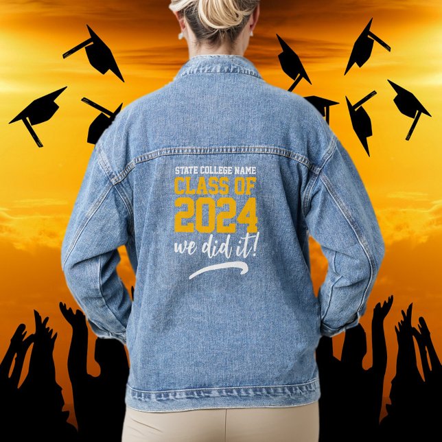 Classe de fin d'études de 202X Letterman Varsity (Graduating Class of School College Letterman/Varsity Denim Jacket Cover Photo.)