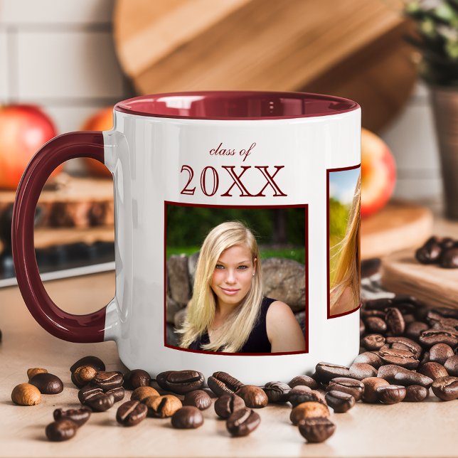 Classe De Graduate Maroon Photo Collage Mug (Créateur téléchargé)