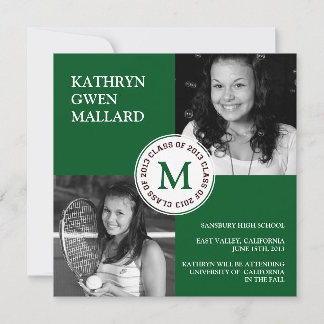 Classe de graduation 2013 faire-part vert forêt (Devant)