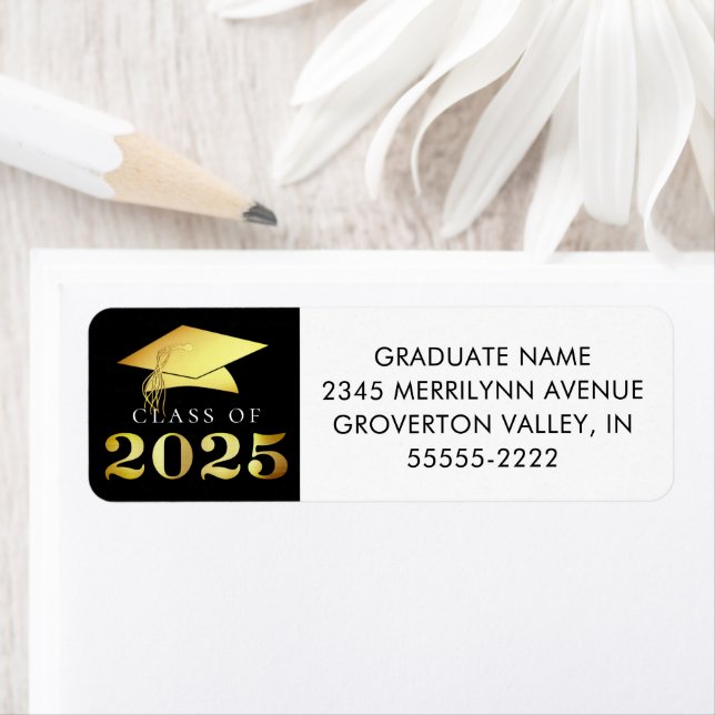 Classe de Graduation de 2023 Elégant Black Gold Fo (En situation)