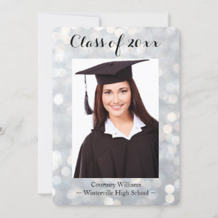 Classe de graduation Silver Sparkly Faire-part pho