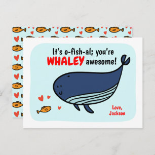 Classe de poissons et baleines Valentine Cartes po