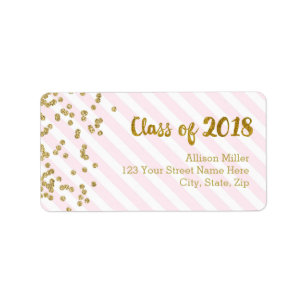 Classe des étiquettes de adresse 2018 de rose d'o