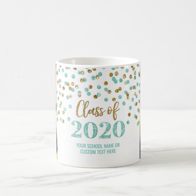 Classe d'or Turquoise de 2020 Photo Graduation Mug (Centre)