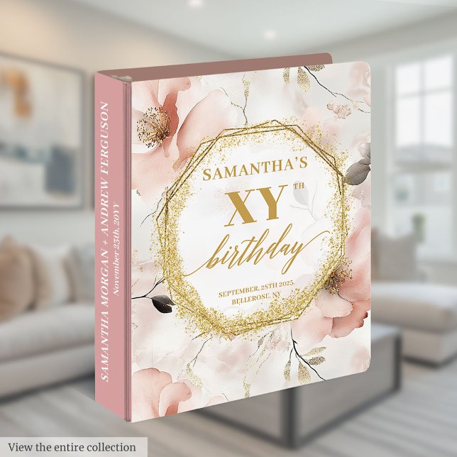 Classé Dusty rose or Classeur Anniversaire (Classy Dusty Pink Gold Birthday Ring Binder

)