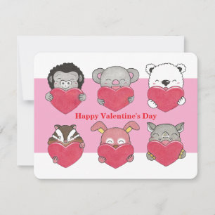 Classe Enfants Valentine Animal Hearts Carte Plat