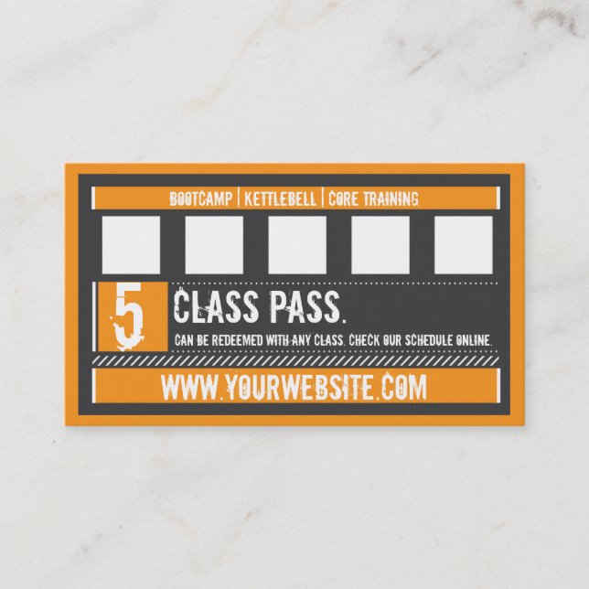 Classe Fitness Carte de visite 5 Classe Pass Card (Devant)