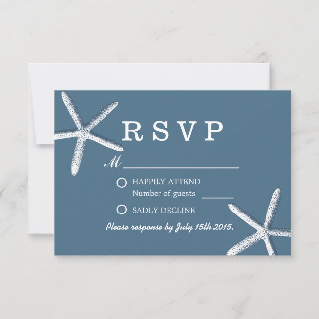 Classe Marine Blue Starfish Beach Wedding RSVP (Devant)