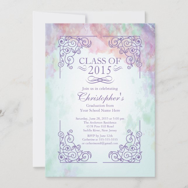 Classe moderne de 2015 Graduation Party Invitation (Devant)