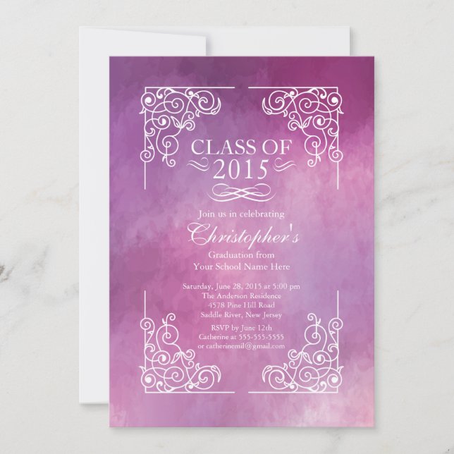 Classe moderne de 2015 Graduation Party Invitation (Devant)