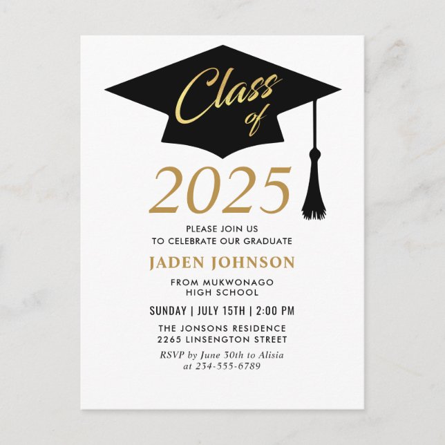 Classe moderne de 2025 Graduation Party Invitation (Devant)