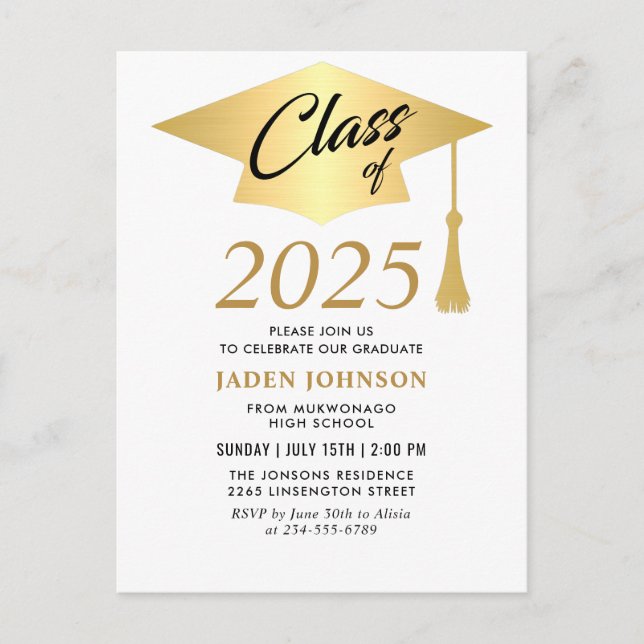 Classe moderne de 2025 Graduation Party Invitation (Devant)