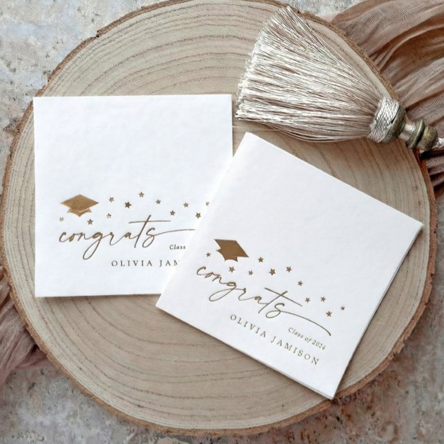 Classe moderne de 2026 Félicitations Fête de fin d (Elegant modern graduation napkins - congrats grad - Class of 2026)
