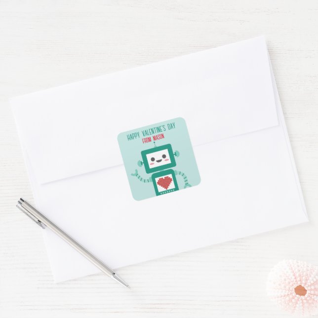 Classe Saint Valentin Robot Beeps Stickers (Enveloppe)