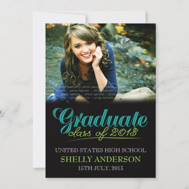 Classe supérieure de 2013 Invitation moderne Blue  (Devant)