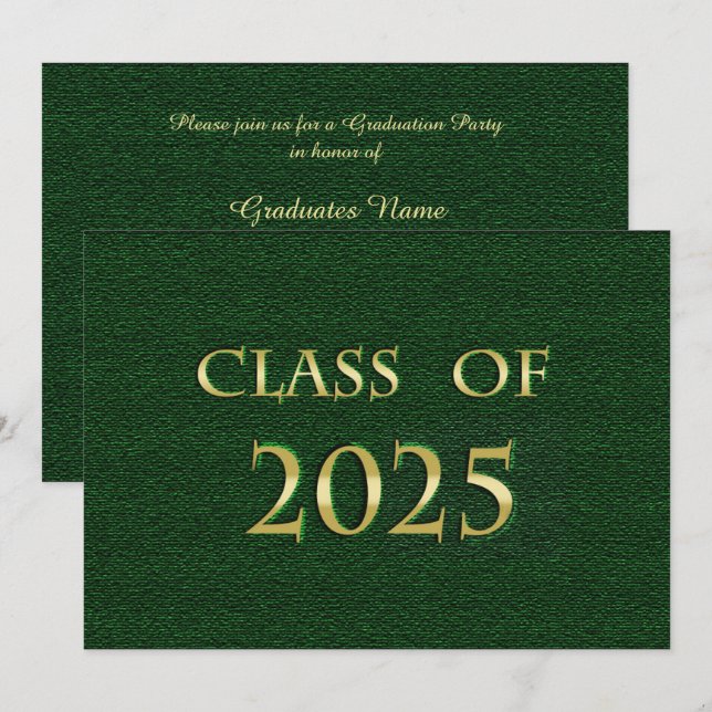 Classe verte et or de la carte de fin d'études 202 (Devant / Derrière)