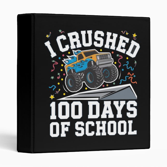 Classeur 100 jours de l'école Monster Camion 100e jour écol (Devant/Côté)