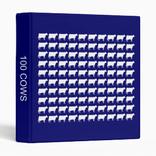 Classeur 100 vaches - Blanc sur Marine profonde