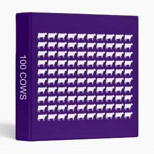 Classeur 100 vaches - Blanc sur violet profond