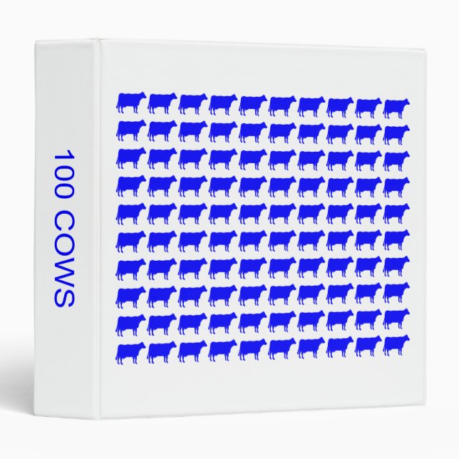 Classeur 100 vaches - Bleu (1,5 po) (Devant/Côté)