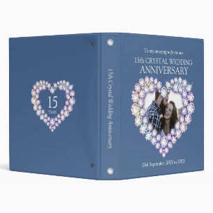 Classeur 15ème anniversaire mariage cristal photo 3 anneau