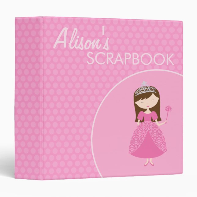 Classeur 1,5" princesse Scrapbook (Devant/Côté)
