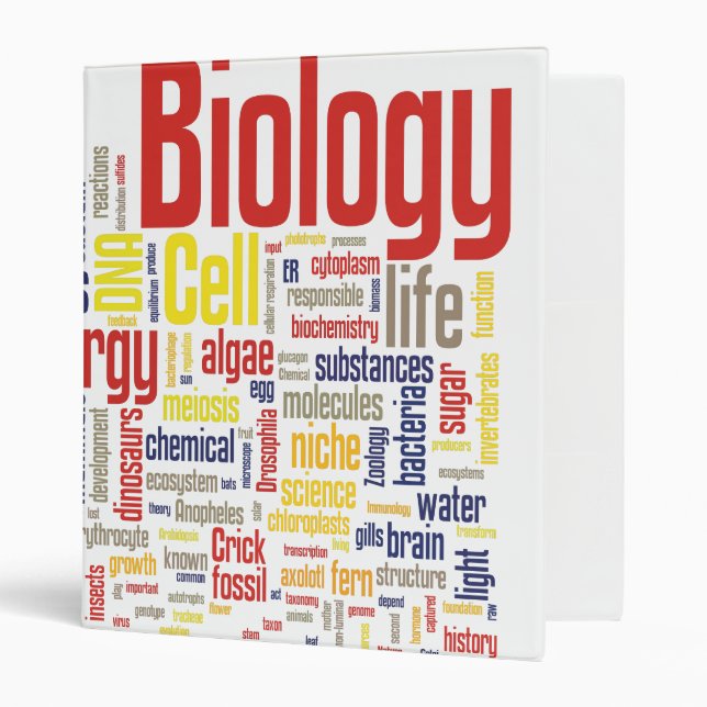 Classeur 1" biologie colorée Wordle (Devant/intérieur)