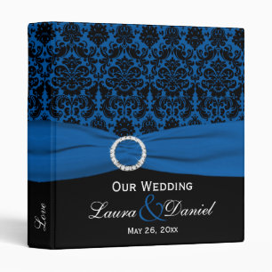 classeur 1" Cobalt Blue et Black Mariage damassé