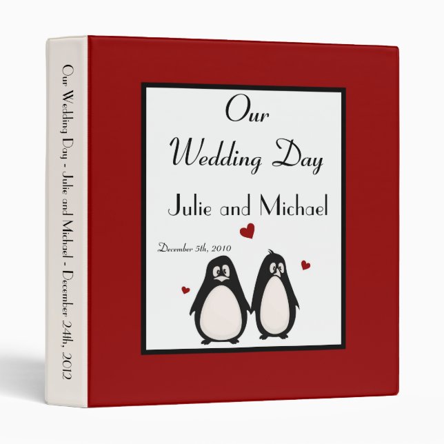 Classeur 1" compagnon de couples d'amour de pingouin (Devant/Côté)