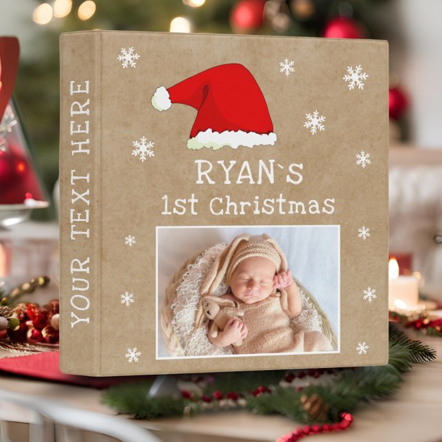 Classeur 1er Noël du bébé Santa Hat Snowflake Photo (Créateur téléchargé)