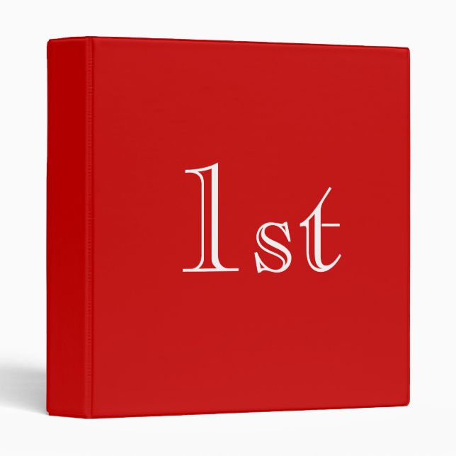 Classeur 1er. Rouge et Blanc. Beau design simple.Personnali (Devant/Côté)