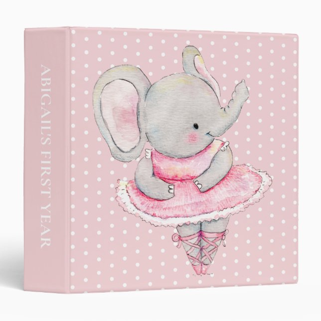 Classeur 1ère année de Ballerina Elephant Pois (Devant/Côté)