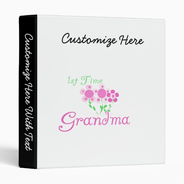 Classeur 1ère fois Grandma Fleurs roses cadeaux (Devant/Côté)