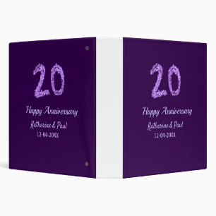 Classeur 20e heureux anniversaire ajouter nom du couple dat