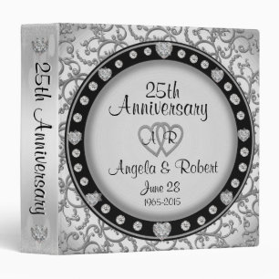 Classeur 25e anniversaire d'argent Monogramme