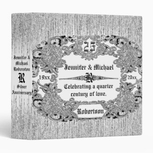 Classeur 25e anniversaire d'argent Monogramme