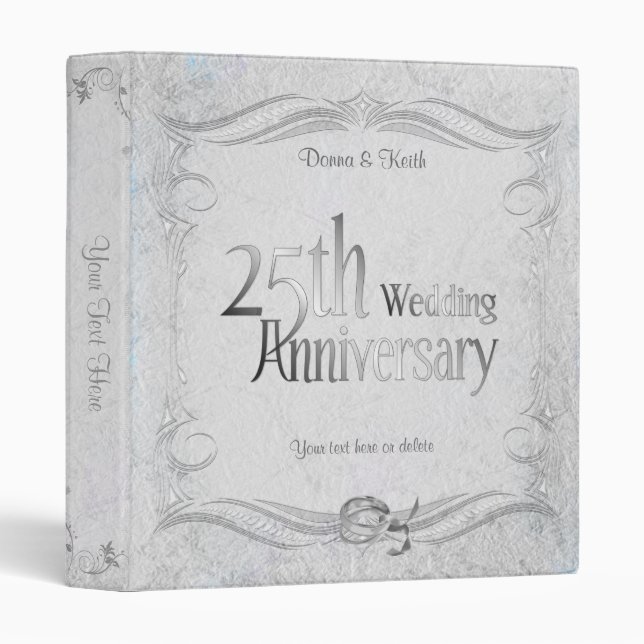 Classeur 25e anniversaire du Mariage d'argent (Devant/Côté)