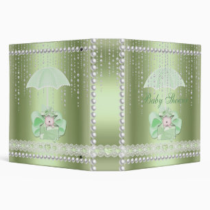 Classeur 2 Baby shower Mint Parapluie Pearl Blanc