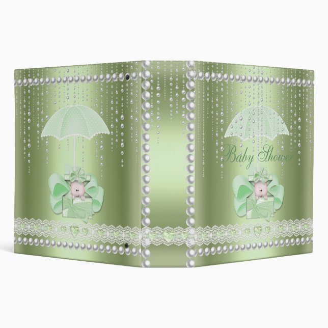 Classeur 2 Baby shower Mint Parapluie Pearl Blanc (Arrière-plan)