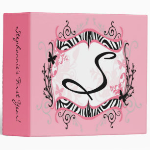Classeur 2" poster de animal fa de zèbre de papillon de