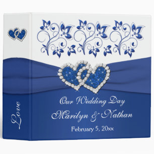 Classeur 2" Royal Blue, Floral Blanc Rejoint Coeurs CLASSEU