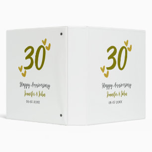Classeur 30e joyeux anniversaire de mariage couple gris dor