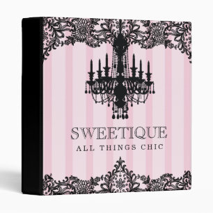 Classeur 311 rayures roses de Sweetique et lustre de