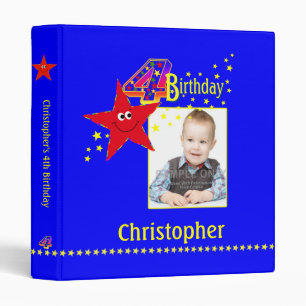 Classeur 4ème fête d'anniversaire d'étoile rouge mignonn