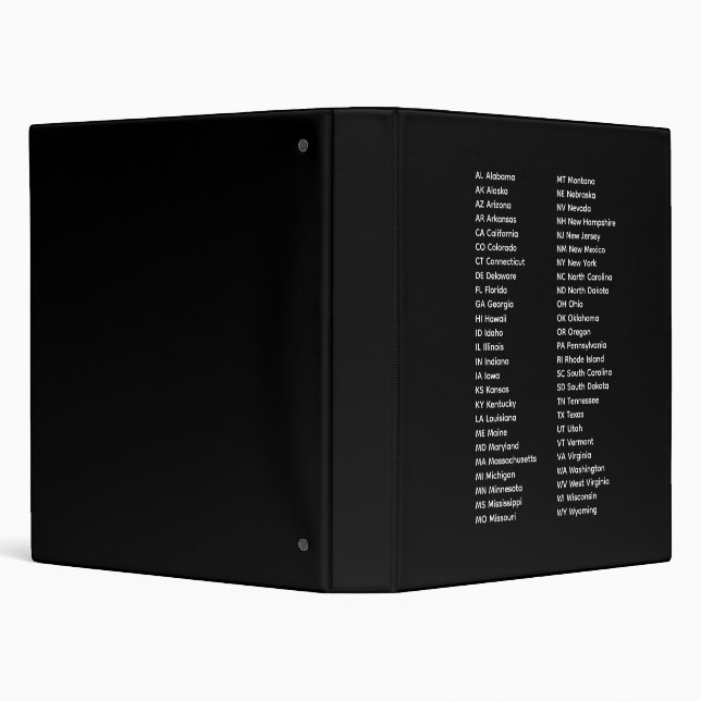 Classeur 50 States Abbreviations – Black 2-Column Binder (Arrière-plan)