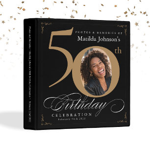 Classeur 50e anniversaire Black Gold Calligraphy Elégante P