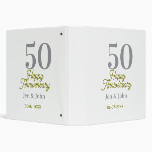 Classeur 50e anniversaire de bonheur nom date argent or dat