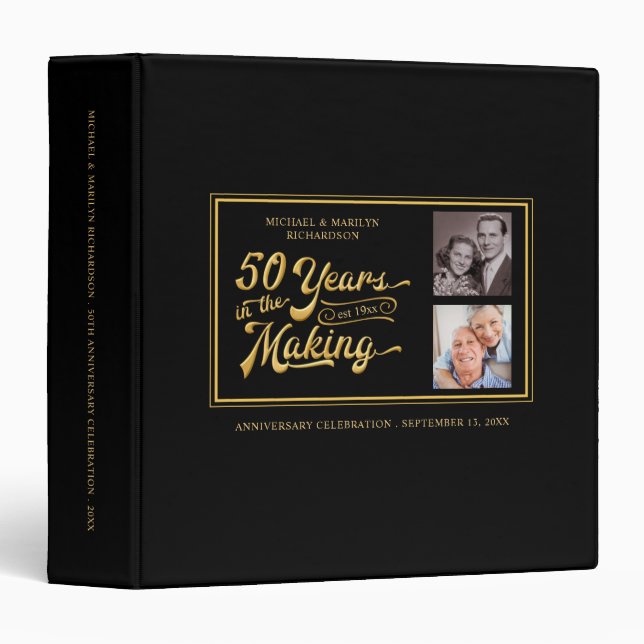 Classeur 50e anniversaire puis et maintenant Photos Album p (Devant/Côté)